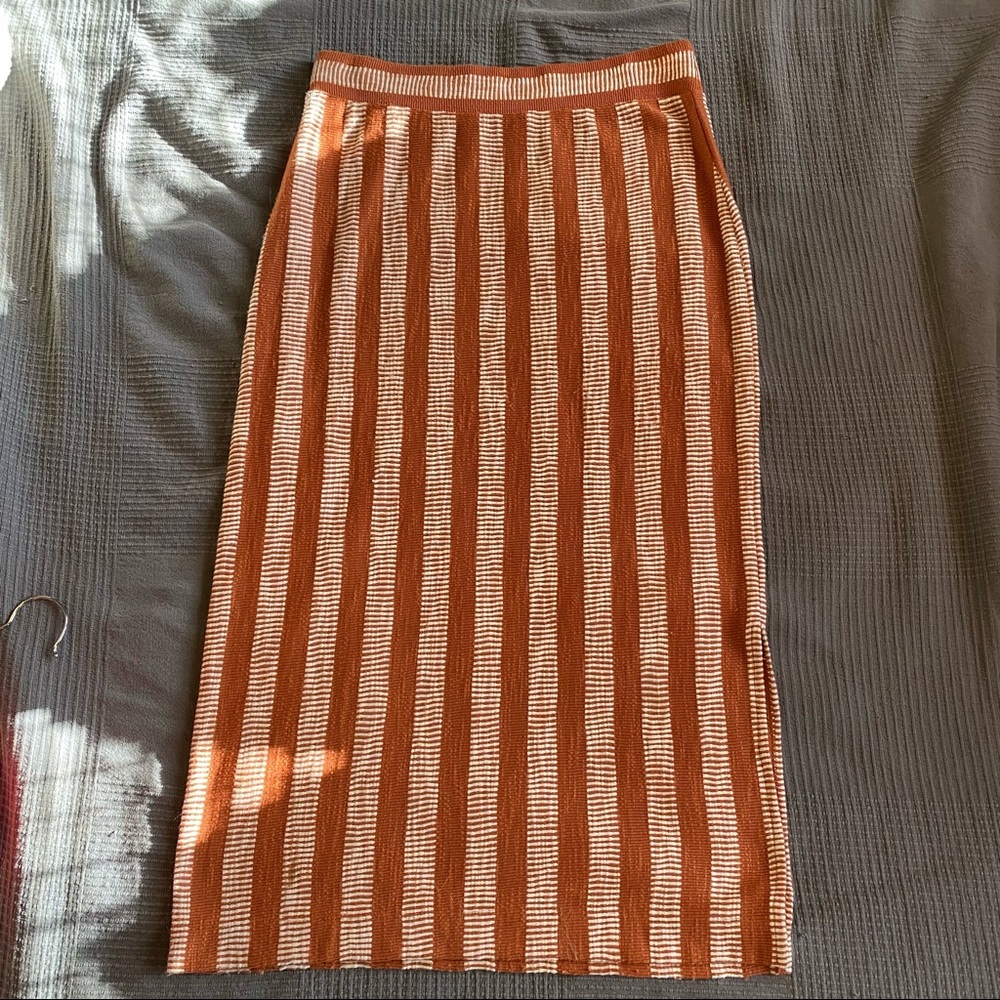 Lou & Grey Rust Orange Striped Midi Skirt